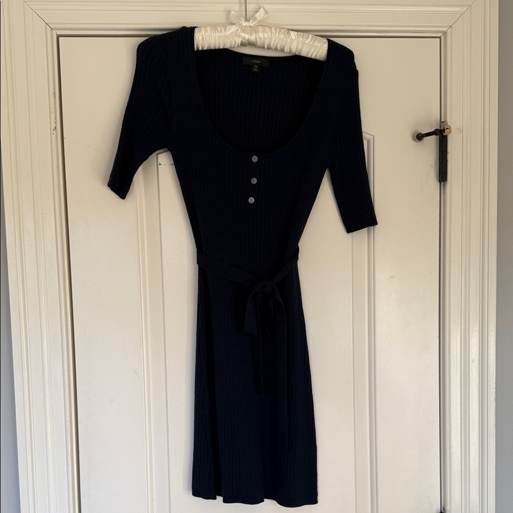 J. Crew Navy Ribbed Midi Dress